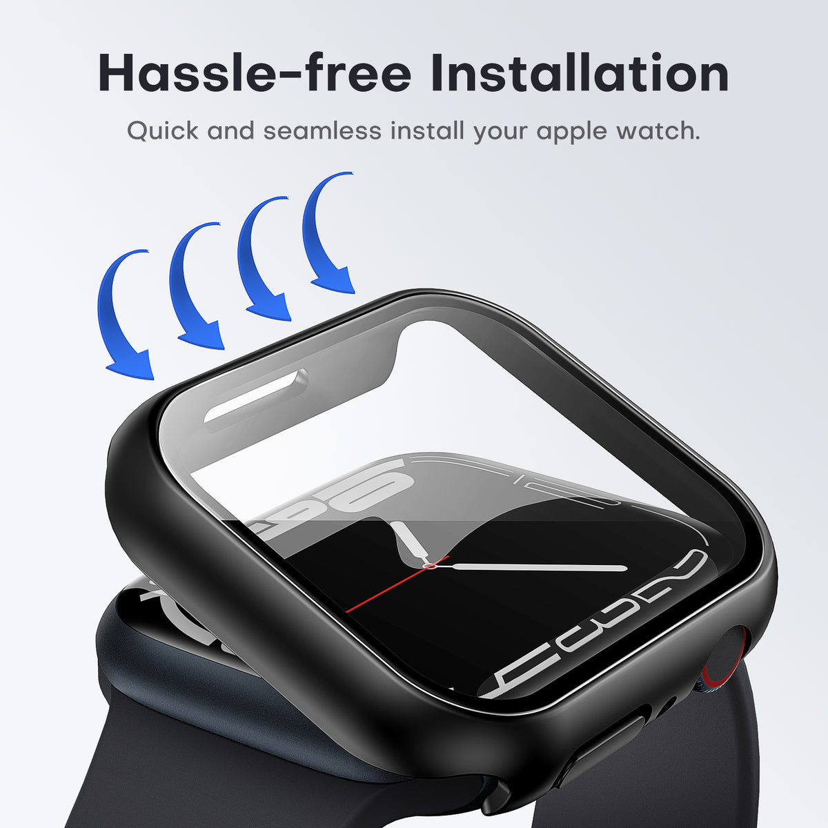 TAURI 2 Pack Hard Case Designed for Apple Watch Series 9 (2023) Series 8/7 45mm, [360° Shockproof] with 9H Tempered Glass Screen Protector, [Scratch-Resistant] Cover for iWatch 45mm - Black