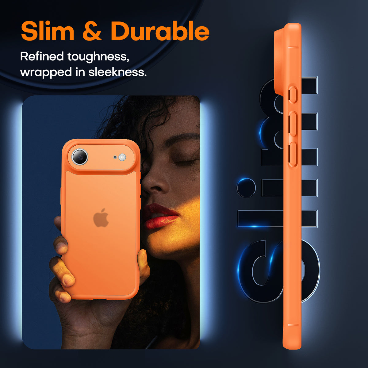 TAURI for iPhone Air Case, Full Camera Protection with Screen Protector, Translucent Matte Military-Grade Protection Shockproof Slim Phone Case for iPhone Air, Matte Orange