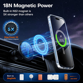 TAURI 5 in 1 Magnetic for iPhone 15 Case Clear, [Designed for Magsafe] with 2X Screen Protectors +2X Camera Lens Protectors, [Not-Yellowing] Shockproof Slim Case for iPhone 15