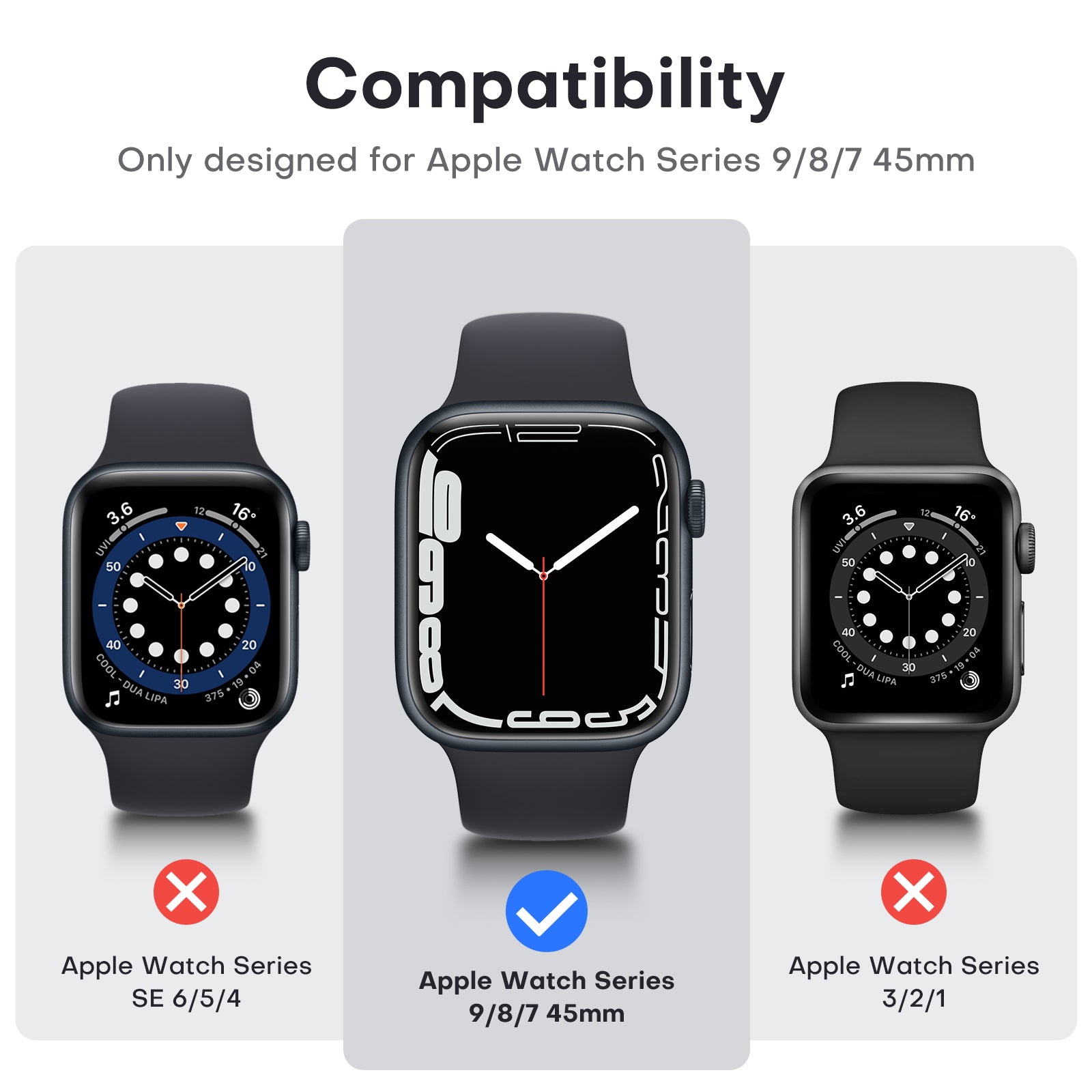 TAURI 2 Pack Hard Case Designed for Apple Watch Series 9 (2023) Series 8/7 45mm, [360° Shockproof] with 9H Tempered Glass Screen Protector, [Scratch-Resistant] Cover for iWatch 45mm - Black
