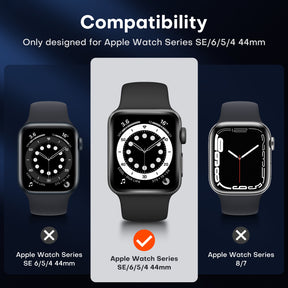 TAURI 2 Pack Waterproof Case Designed for Apple Watch Series SE/6/5/4 44mm, [IP67 Waterproof Certified] with 9H Tempered Glass Screen Protector, [Full Protection] Slim Cover for iWatch 44mm - Black