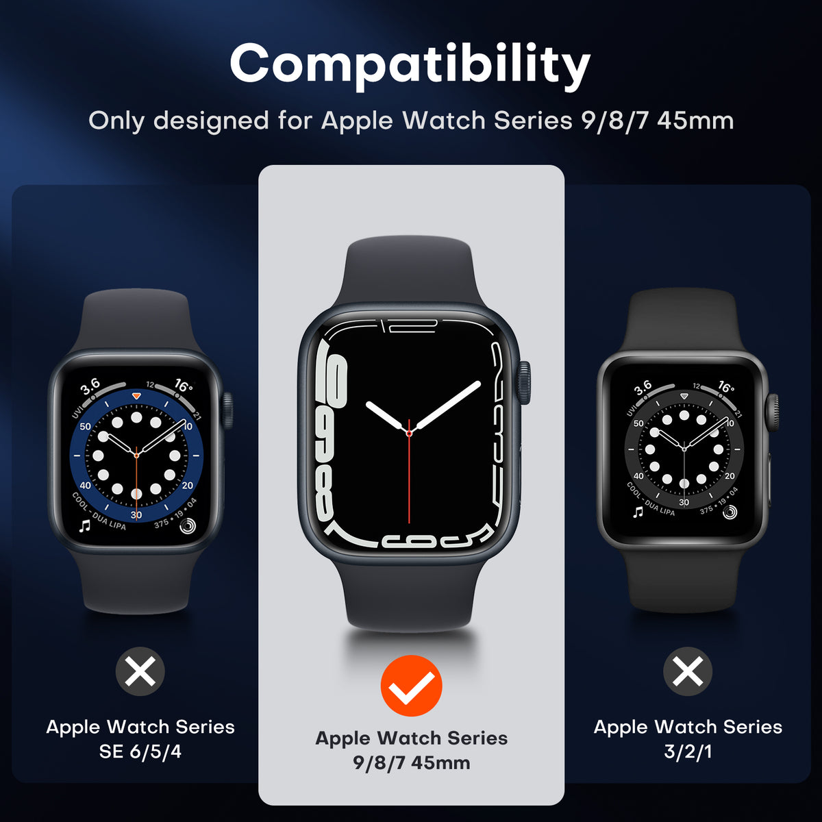 TAURI 2 Pack Waterproof Case Designed for Apple Watch Series 9 (2023) Series 8/7 45mm, [IPX8 Waterproof Certified] with 9H Tempered Glass Screen Protector, [Full Protection] Slim Cover 45mm - Black