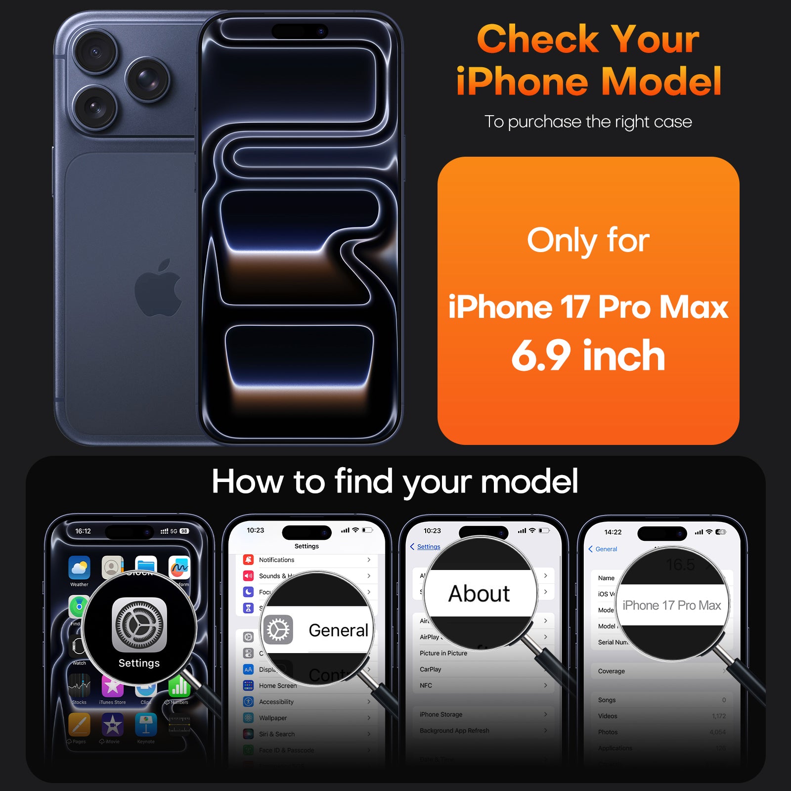 TAURI for iPhone 17 Pro Max Case, Full Camera Protection with Screen Protector, Translucent Matte Military-Grade Protection Shockproof Slim Phone Case for iPhone 17 ProMax, Matte Black