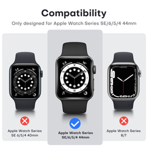 TAURI 2 Pack Hard Case Designed for Apple Watch Series SE 6 5 4 44mm [Full Protection], with 9H Tempered Glass Screen Protector [Touch Sensitive] Slim Bumper Protective Cover 44mm, Black