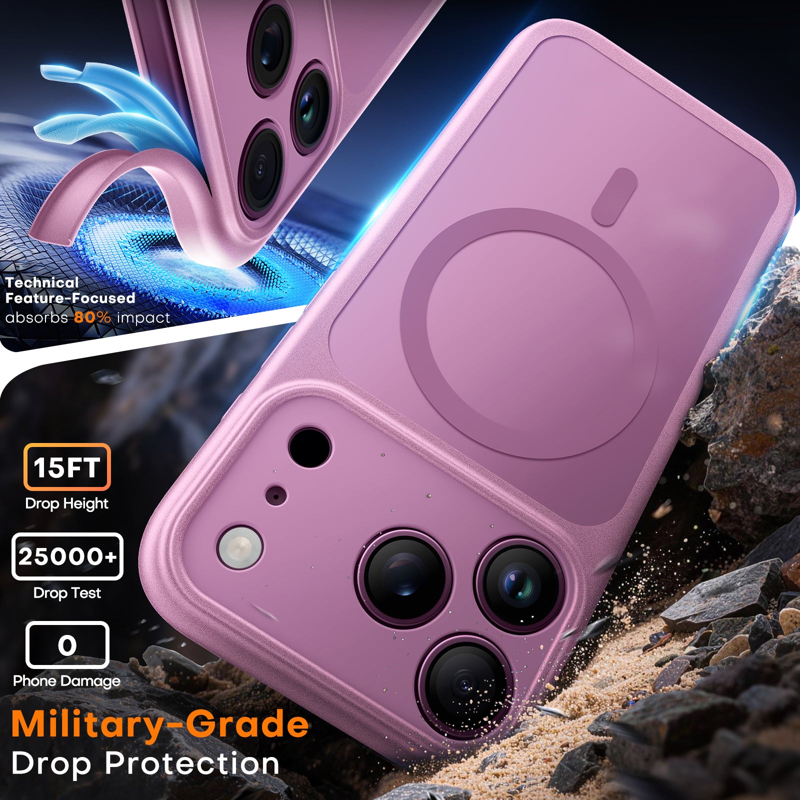 TAURI for 18 Pro Case, Compatible with MagSafe, Lilac Purple