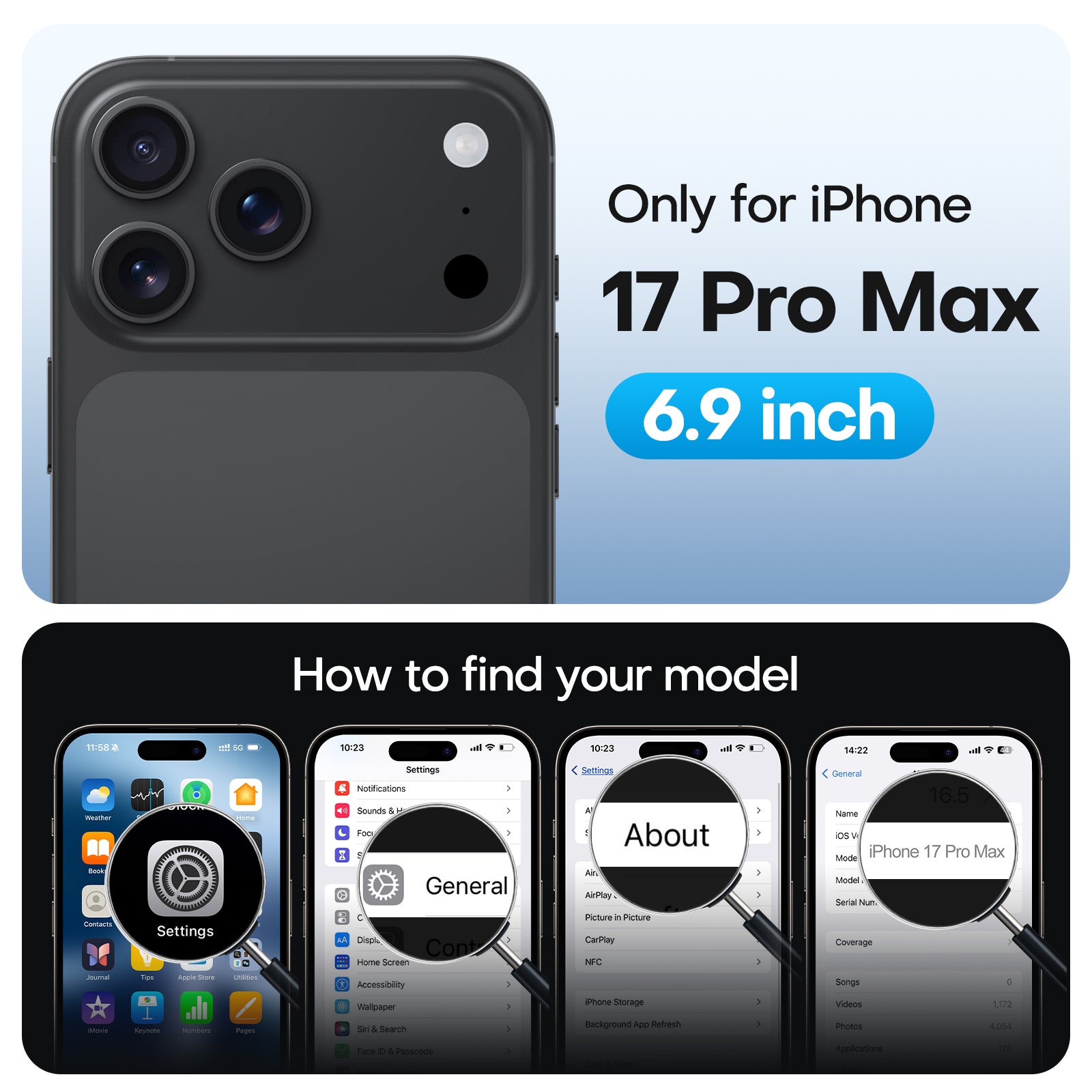 TAURI Original Design for iPhone 17 Pro Max Case, Compatible with MagSafe with Screen Protector, Anti-Yellowing Military-Grade Protection Shockproof Magnetic iPhone 17 ProMax Case, Clear Black