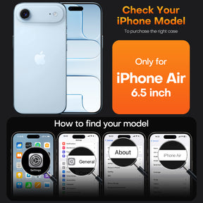TAURI for iPhone Air Case, Full Camera Protection with Screen Protector, Anti-Yellowing Military-Grade Protection Shockproof Slim Phone Case for iPhone 17 Air 6.5 inch, Clear