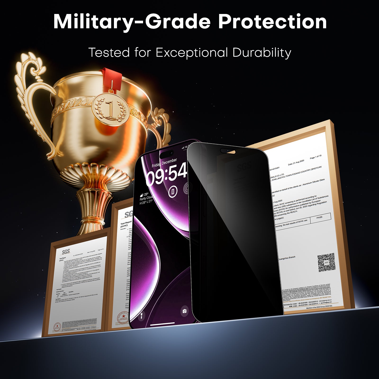 TAURI 2 Pack for 18 Pro Max Privacy Screen Protector, 1-Step Install