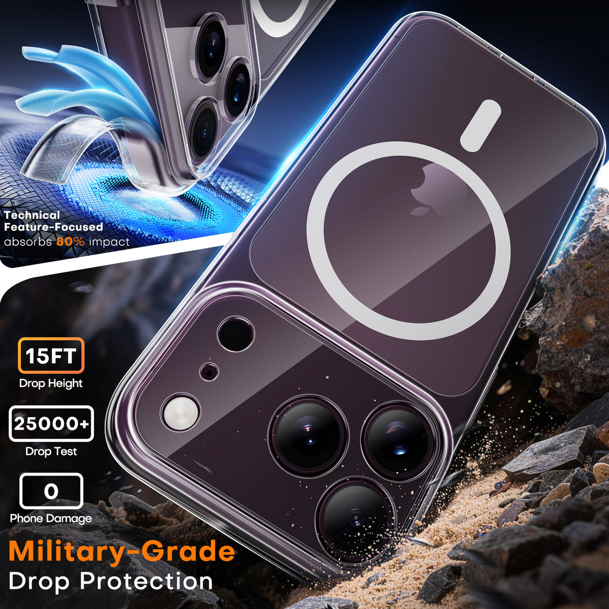 TAURI for iPhone 18 Pro Case, Compatible with MagSafe, Clear