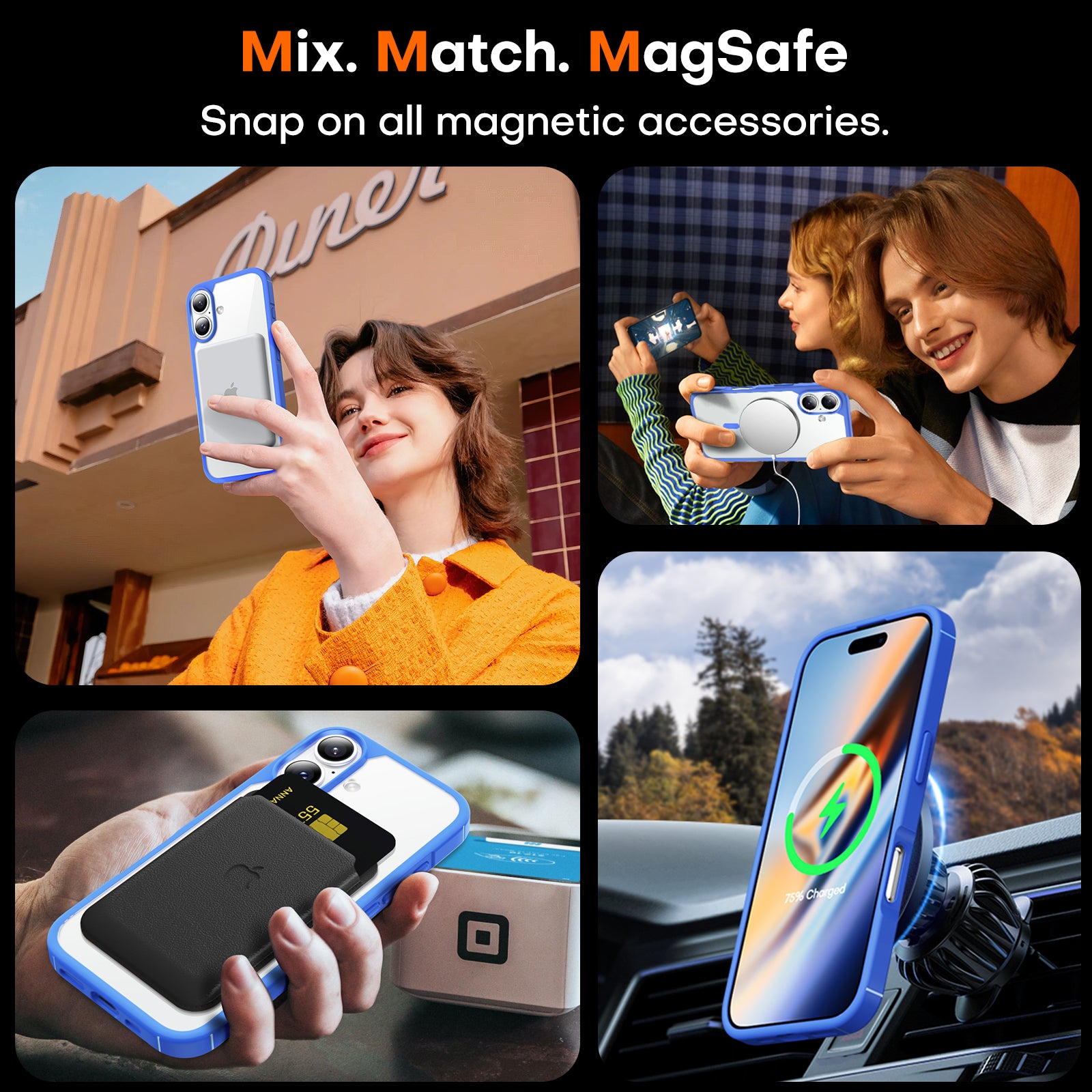 TAURI 5 in 1 for iPhone 16 Case, Compatible with MagSafe [Anti-Yellowing] with 2X Screen Protector + 2X Camera Lens Protector, Military-Grade Protection, Magnetic Phone Case for iPhone 16 6.1", Blue