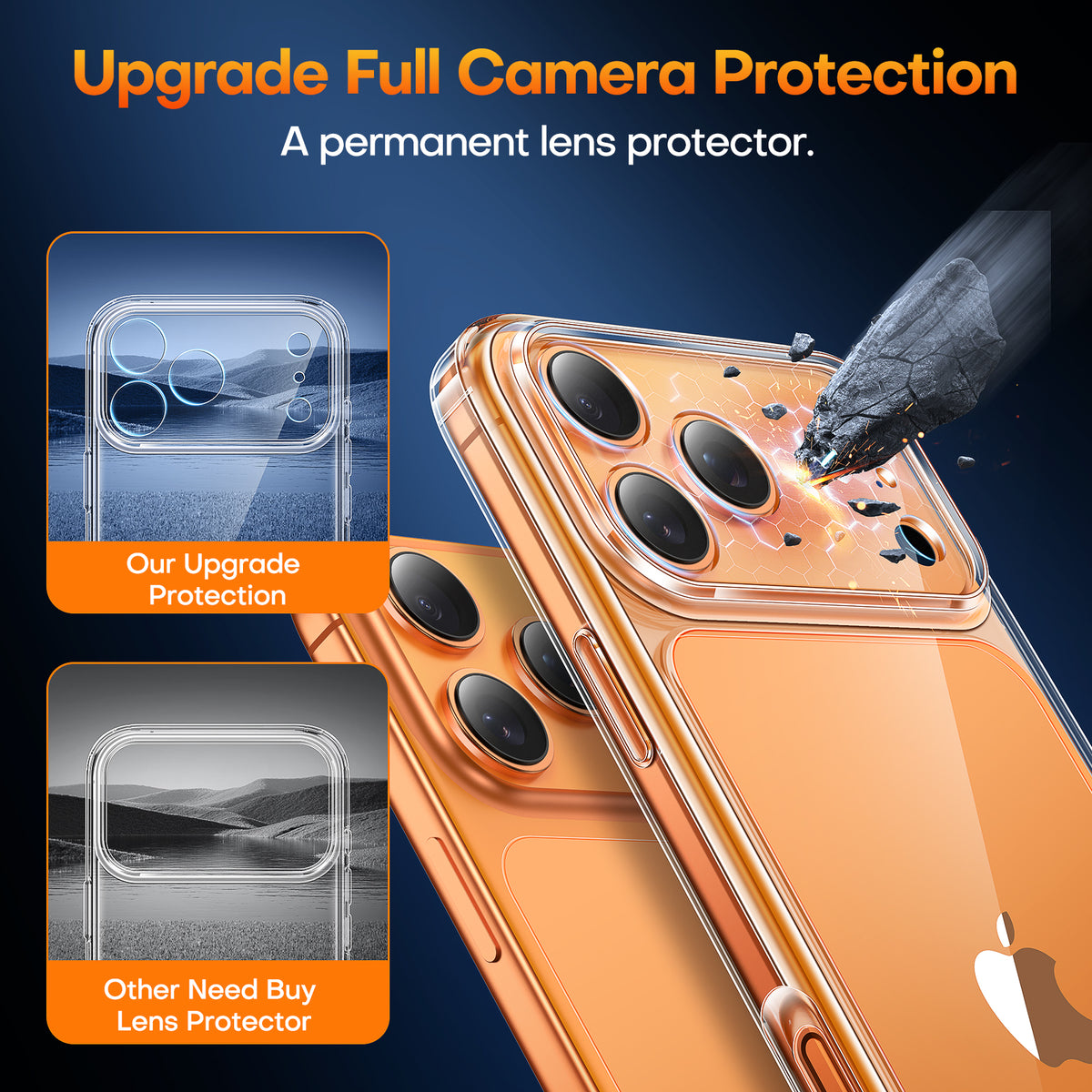TAURI for iPhone 17 Pro Max Case, Full Camera Protection with Screen Protector, Anti-Yellowing Military-Grade Protection Shockproof Slim Phone Case for iPhone 17 ProMax, Clear