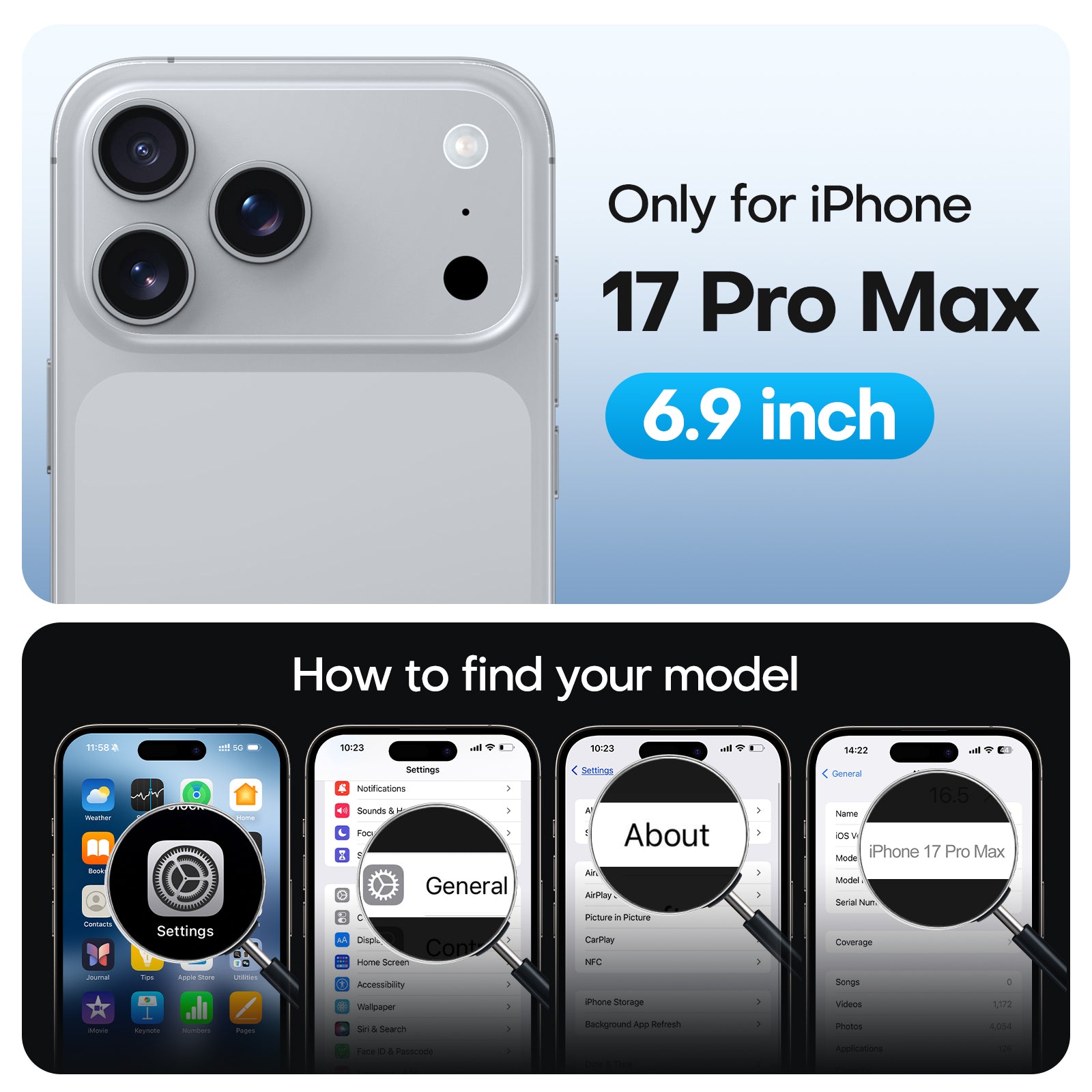 TAURI Original Design for iPhone 17 Pro Max Case, Compatible with MagSafe with Screen Protector, Anti-Yellowing Military-Grade Protection Shockproof Magnetic iPhone 17 ProMax Case, Clear Grey
