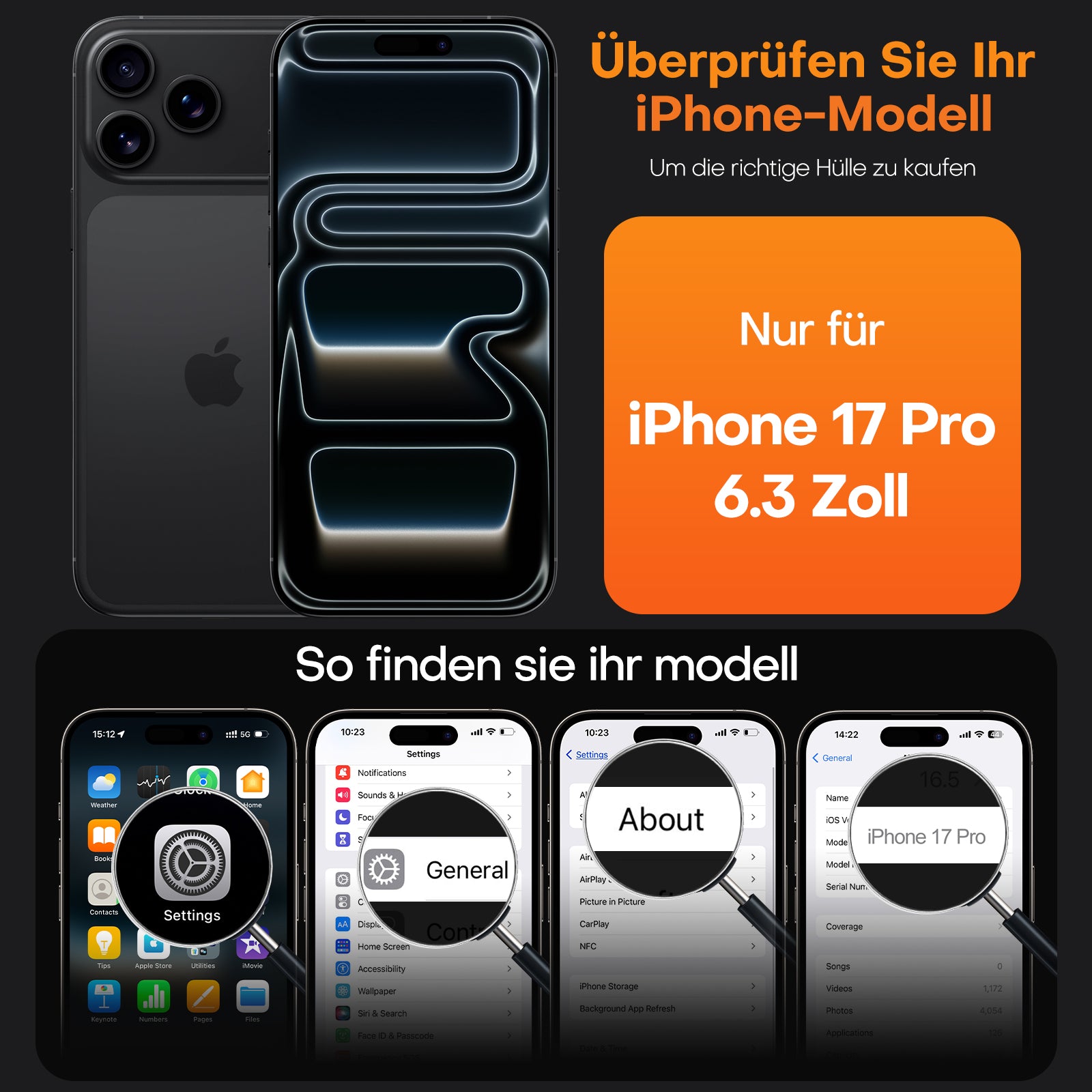 TAURI for iPhone 17 Pro Case, Full Camera Protection with Screen Protector, Anti-Yellowing Military-Grade Protection Shockproof Slim Phone Case for iPhone 17 Pro, Black