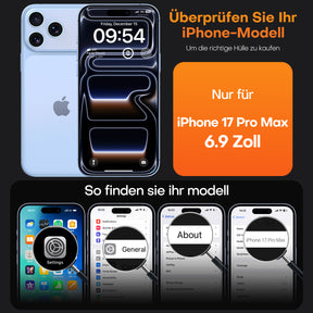 TAURI for iPhone 17 Pro Max Case, Full Camera Protection with Screen Protector, Anti-Yellowing Military-Grade Protection Shockproof Slim Phone Case for iPhone 17 ProMax, Star Blue