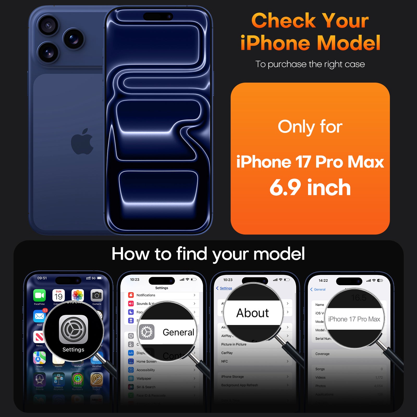 TAURI for iPhone 17 Pro Max Case, Full Camera Protection with Screen Protector, Anti-Yellowing Military-Grade Protection Shockproof Slim Phone Case for iPhone 17 ProMax, Blue