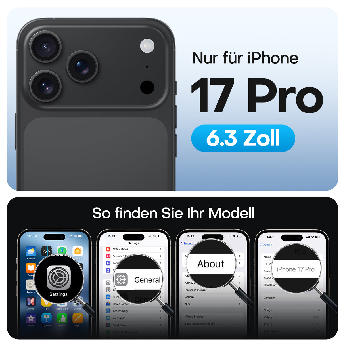 TAURI Original Design for iPhone 17 Pro Case, Compatible with MagSafe with Screen Protector, Anti-Yellowing Military-Grade Protection Shockproof Magnetic iPhone 17 Pro Case, Clear Black