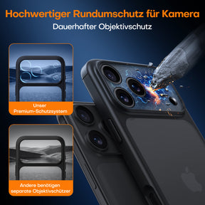 TAURI for iPhone 17 Pro Case, Full Camera Protection with Screen Protector, Translucent Matte Military-Grade Protection Shockproof Slim Phone Case for iPhone 17 Pro, Matte Black