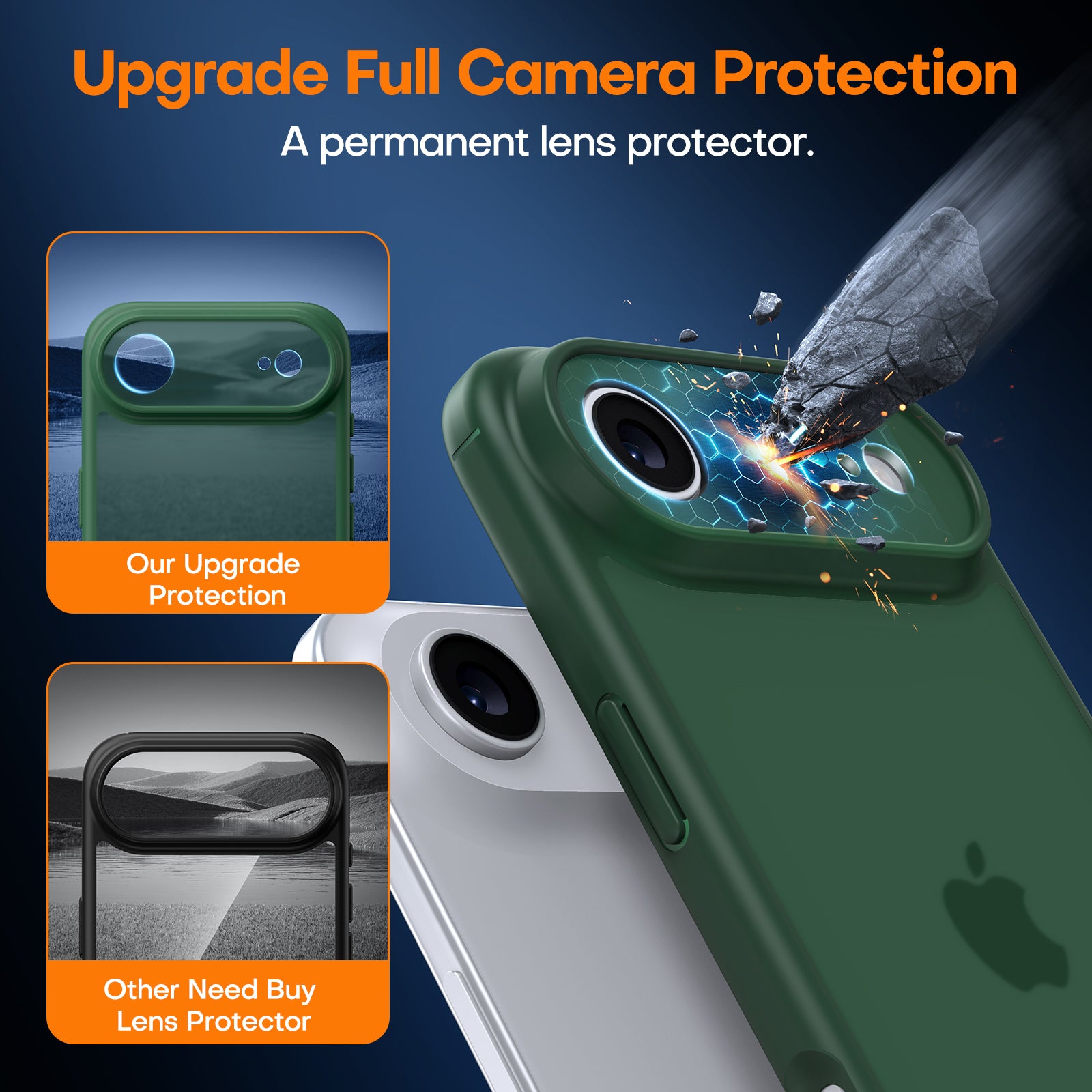 TAURI for iPhone Air Case, Full Camera Protection with Screen Protector, Translucent Matte Military-Grade Protection Shockproof Slim Phone Case for iPhone Air, Matte Green