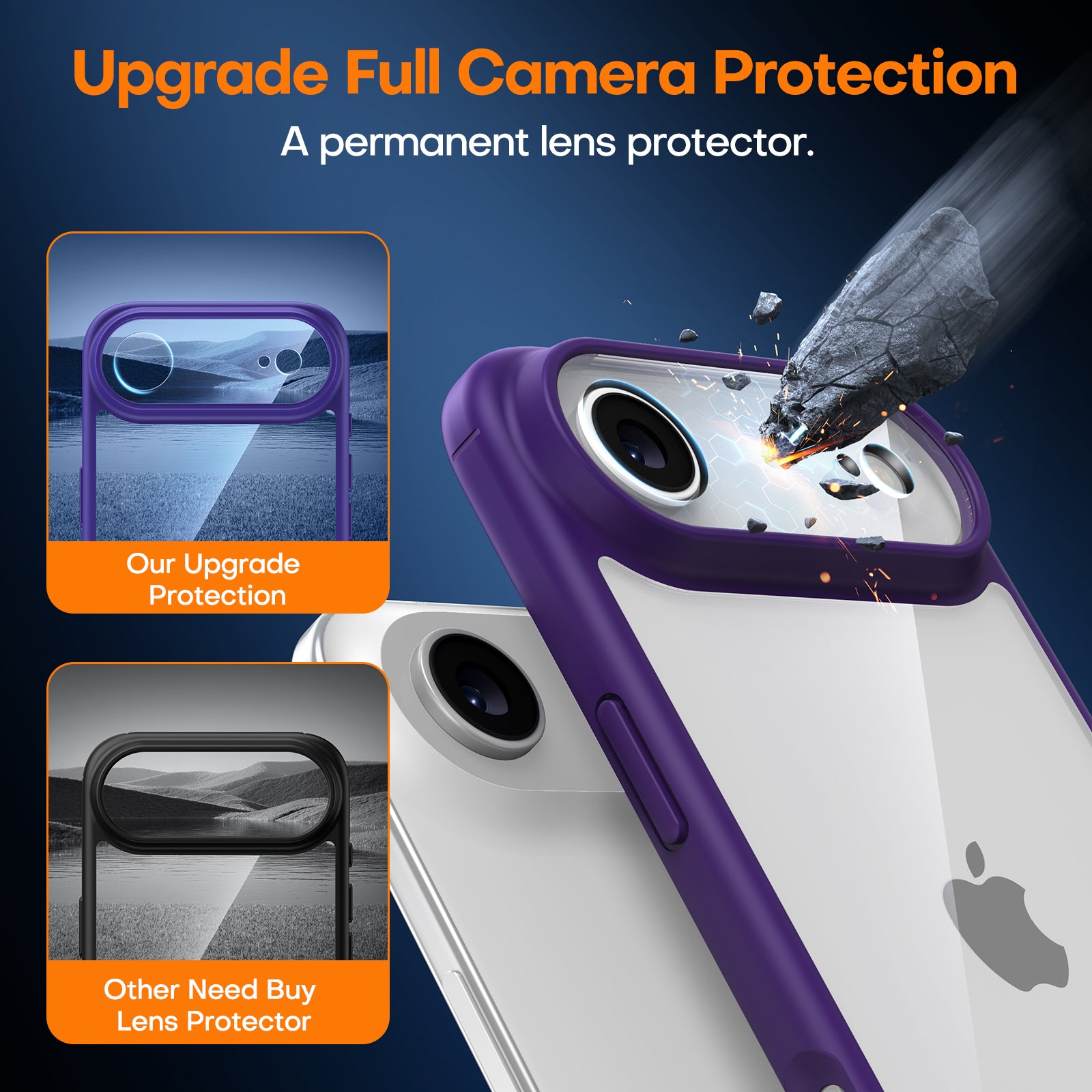 TAURI for iPhone Air Case, Full Camera Protection with Screen Protector, Anti-Yellowing Military-Grade Protection Shockproof Slim Phone Case for iPhone 17 Air 6.5 inch, Purple