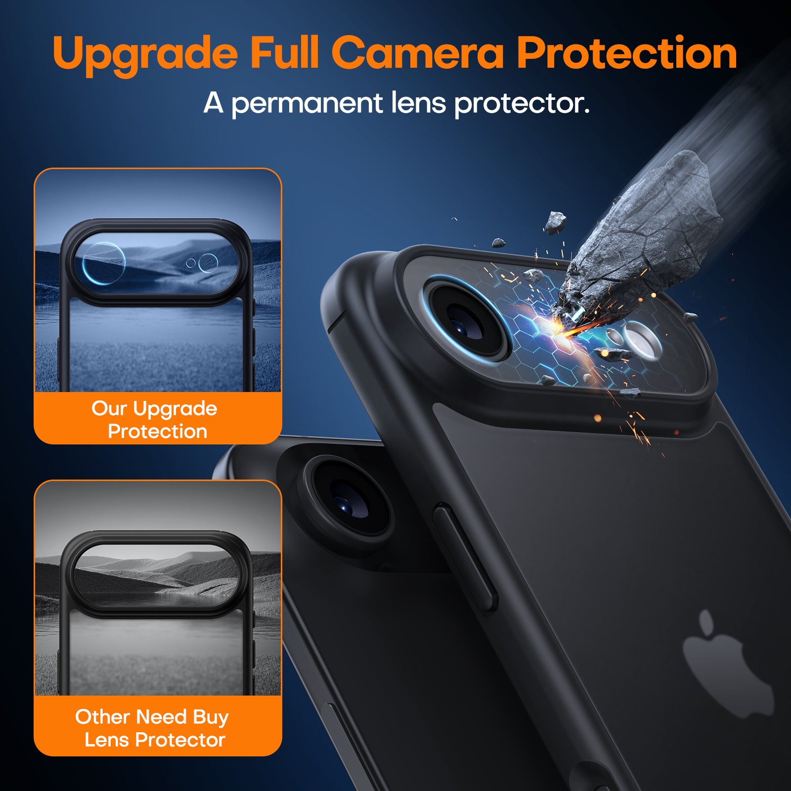 TAURI for iPhone Air Case, Full Camera Protection with Screen Protector, Translucent Matte Military-Grade Protection Shockproof Slim Phone Case for iPhone Air, Matte Black