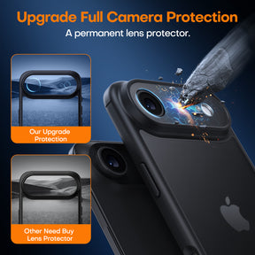 TAURI for iPhone Air Case, Full Camera Protection with Screen Protector, Translucent Matte Military-Grade Protection Shockproof Slim Phone Case for iPhone Air, Matte Black