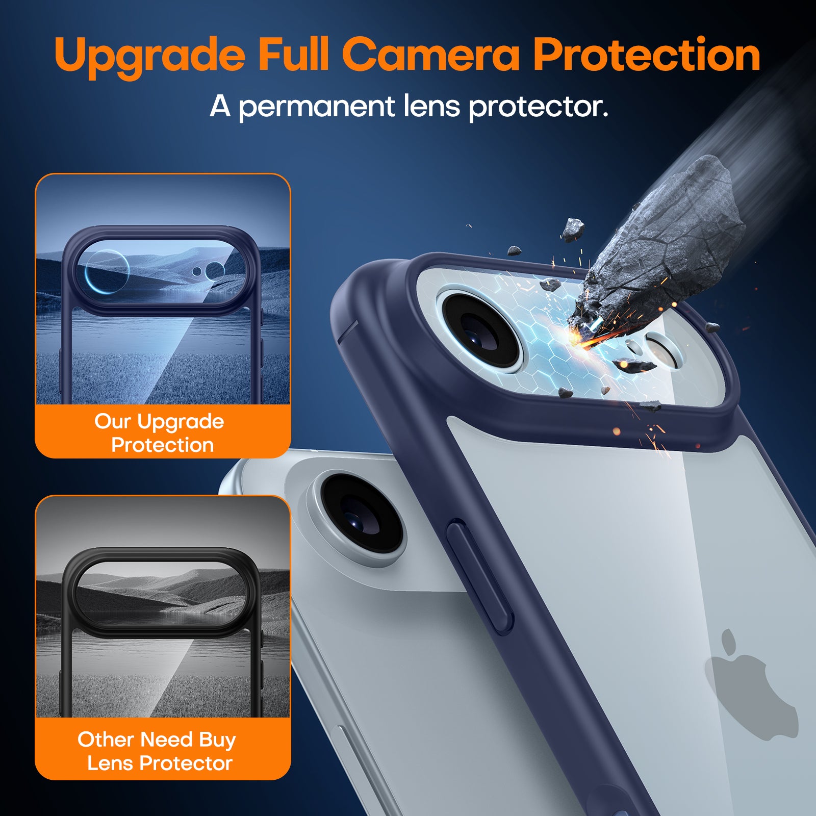 TAURI for iPhone Air Case, Full Camera Protection with Screen Protector, Anti-Yellowing Military-Grade Protection Shockproof Slim Phone Case for iPhone Air, Blue