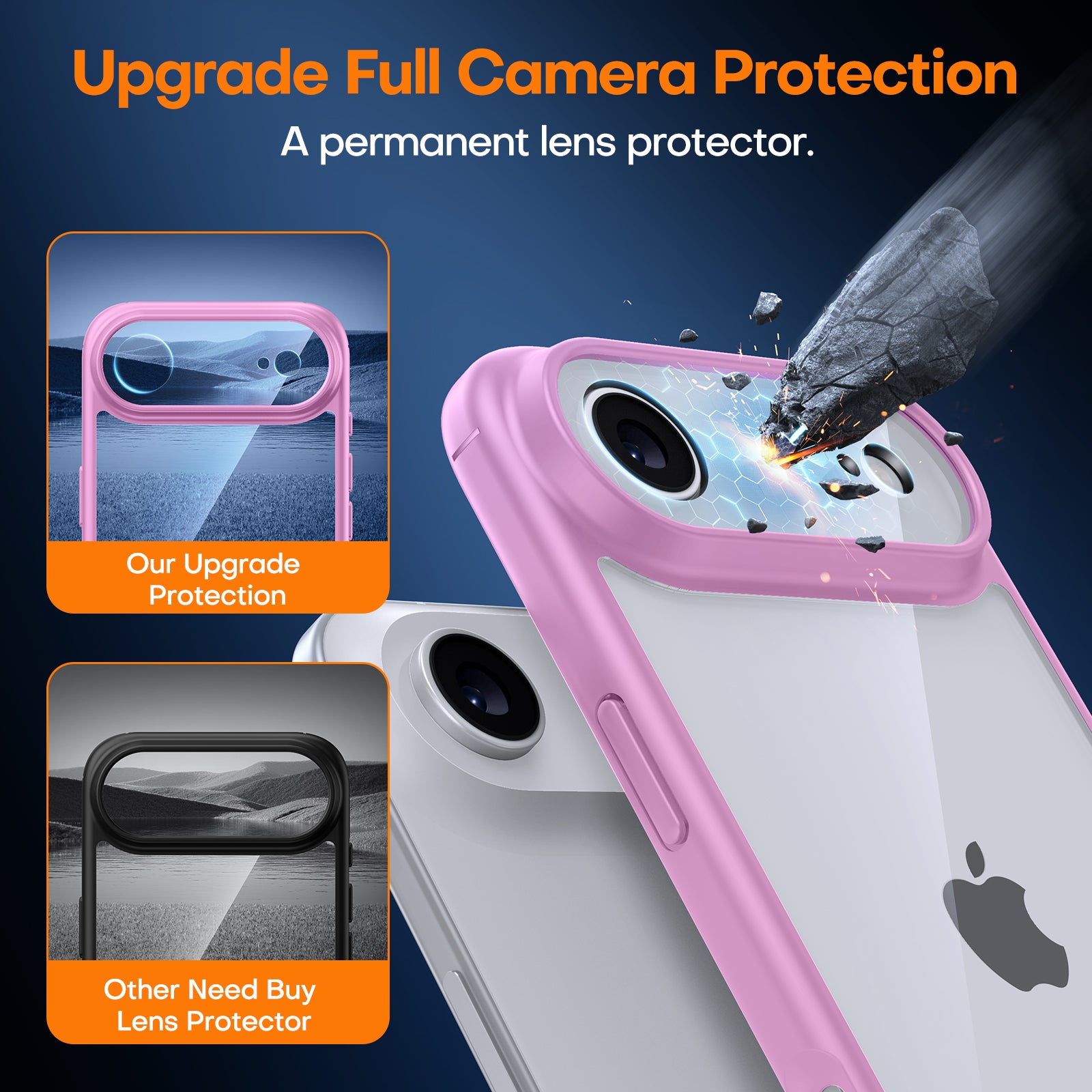 TAURI for iPhone Air Case, Full Camera Protection with Screen Protector, Anti-Yellowing Military-Grade Protection Shockproof Slim Phone Case for iPhone 17 Air 6.5 inch, Pink