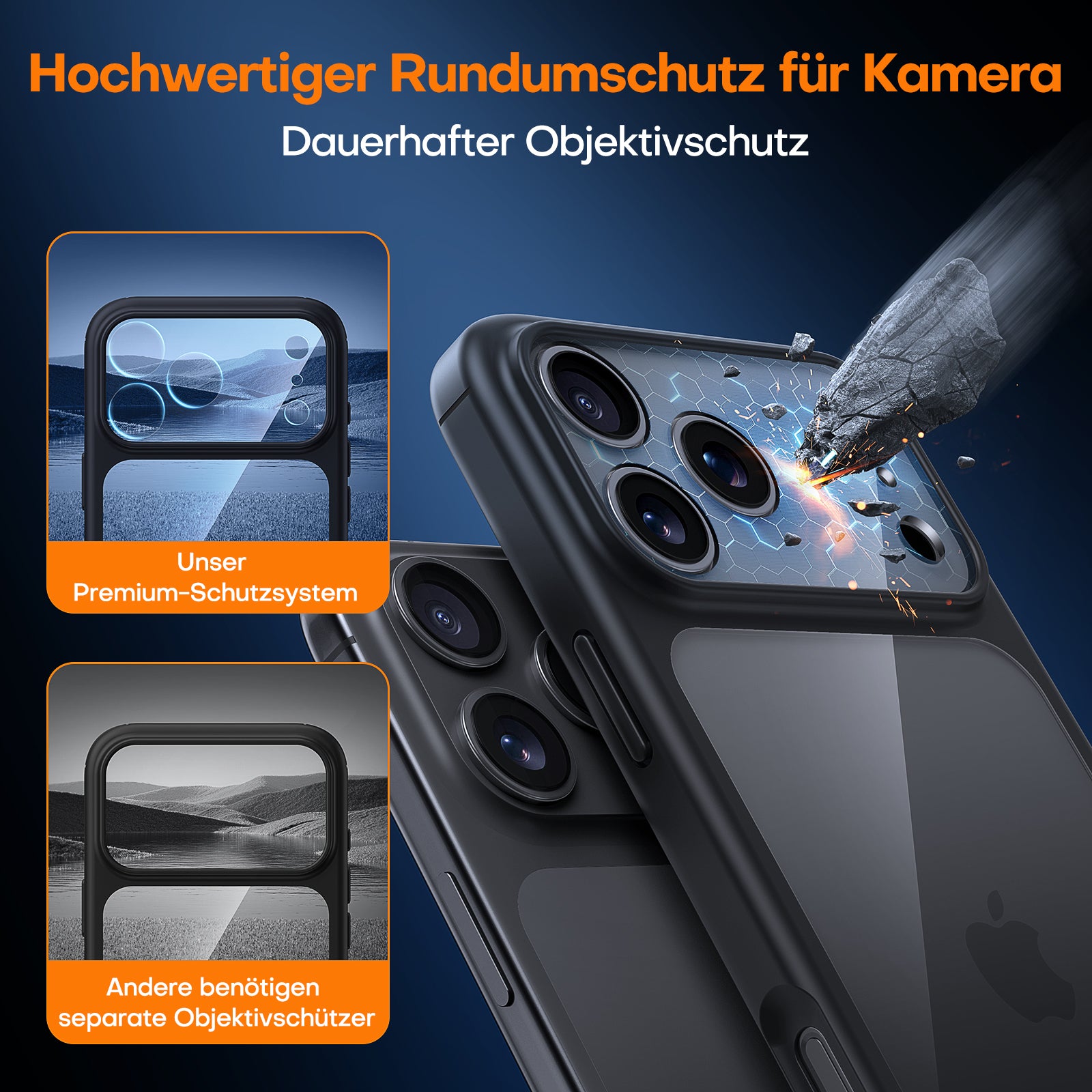 TAURI for iPhone 17 Pro Case, Full Camera Protection with Screen Protector, Anti-Yellowing Military-Grade Protection Shockproof Slim Phone Case for iPhone 17 Pro, Black