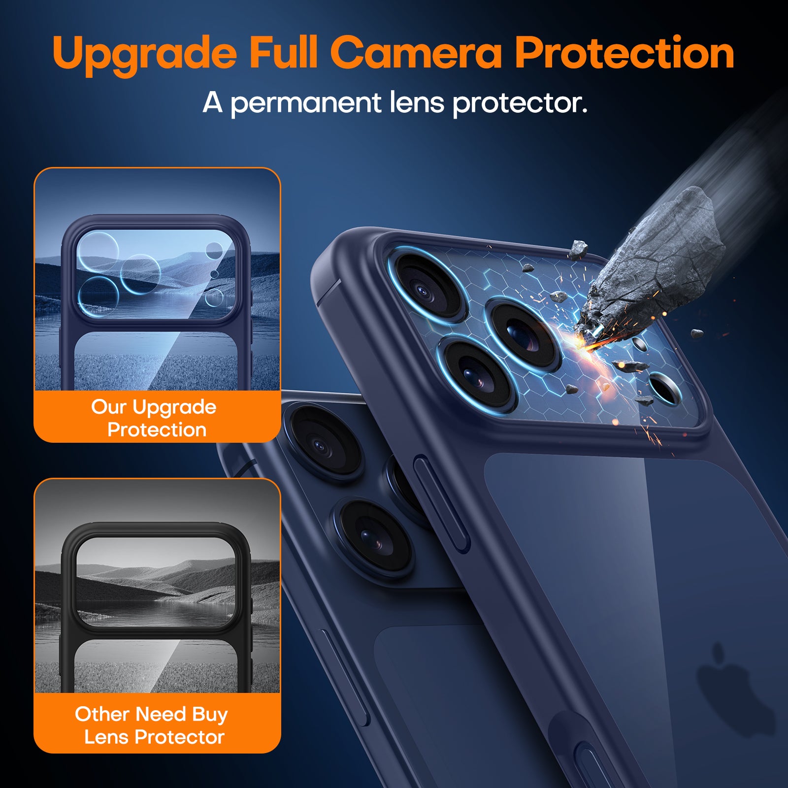 TAURI for iPhone 17 Pro Max Case, Full Camera Protection with Screen Protector, Anti-Yellowing Military-Grade Protection Shockproof Slim Phone Case for iPhone 17 ProMax, Blue