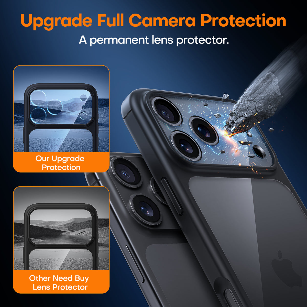 TAURI for iPhone 17 Pro Max Case, Full Camera Protection with Screen Protector, Anti-Yellowing Military-Grade Protection Shockproof Slim Phone Case for iPhone 17 ProMax, Black