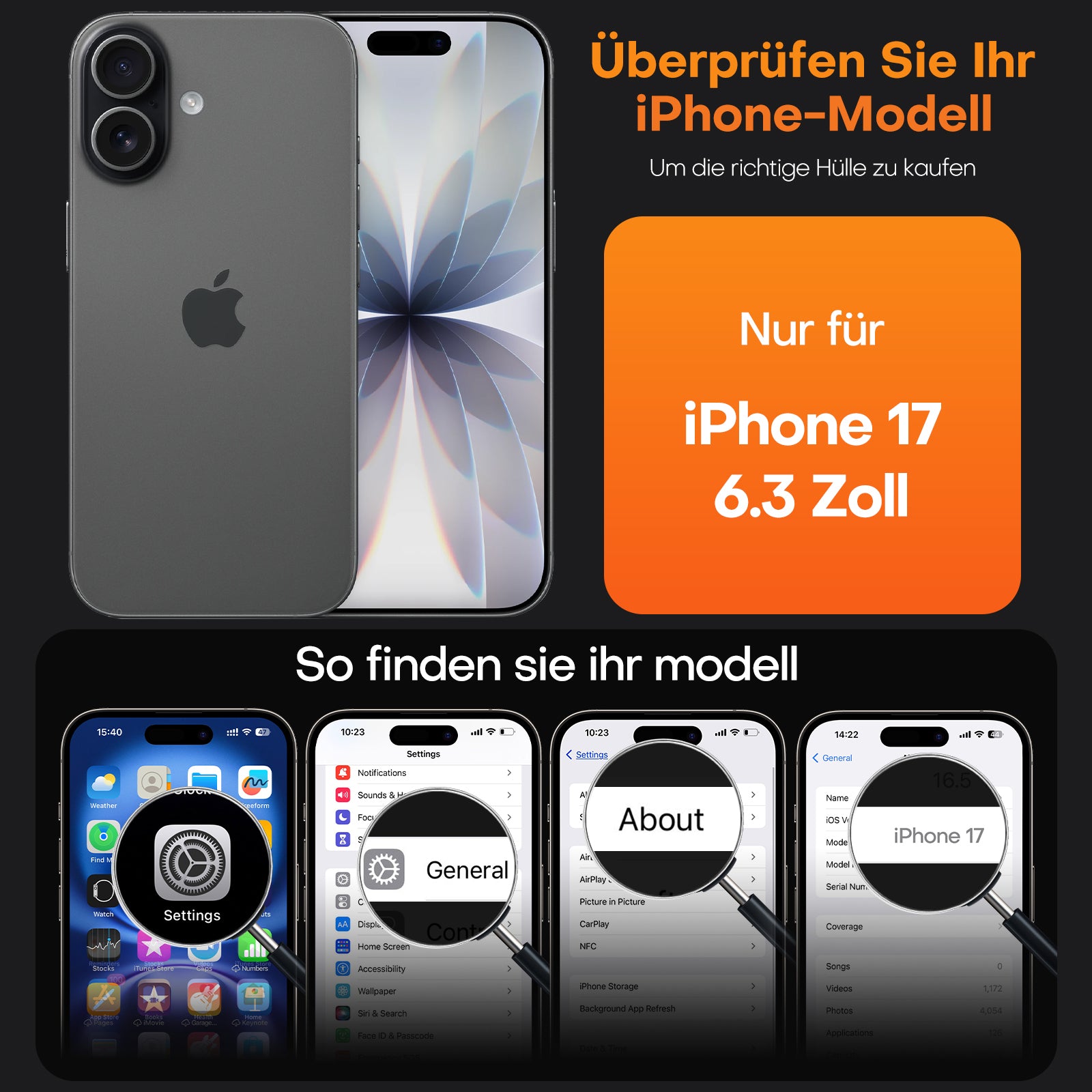 TAURI for iPhone 17 Case, Anti-Yellowing with Screen Protector, Military-Grade Protection Shockproof Slim Phone Case for iPhone 17, Black