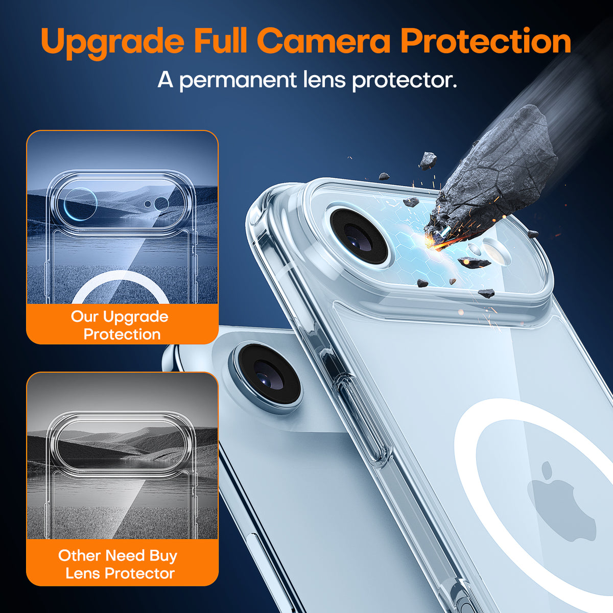 TAURI for iPhone Air Case, Compatible with MagSafe with Screen Protector, Full Camera Protection, Anti-Yellowing Military-Grade Protection Shockproof Slim Magnetic Case for iPhone Air, Clear