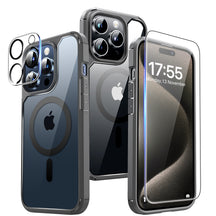 TAURI 5 in 1 Magnetic Case for iPhone 15 Pro Max [Mili-Grade Drop Protection] with 2X Screen Protector+2X Camera Lens Protector, Super Transparent Slim for iPhone 15 Pro Max Case Mag-Safe-Clear