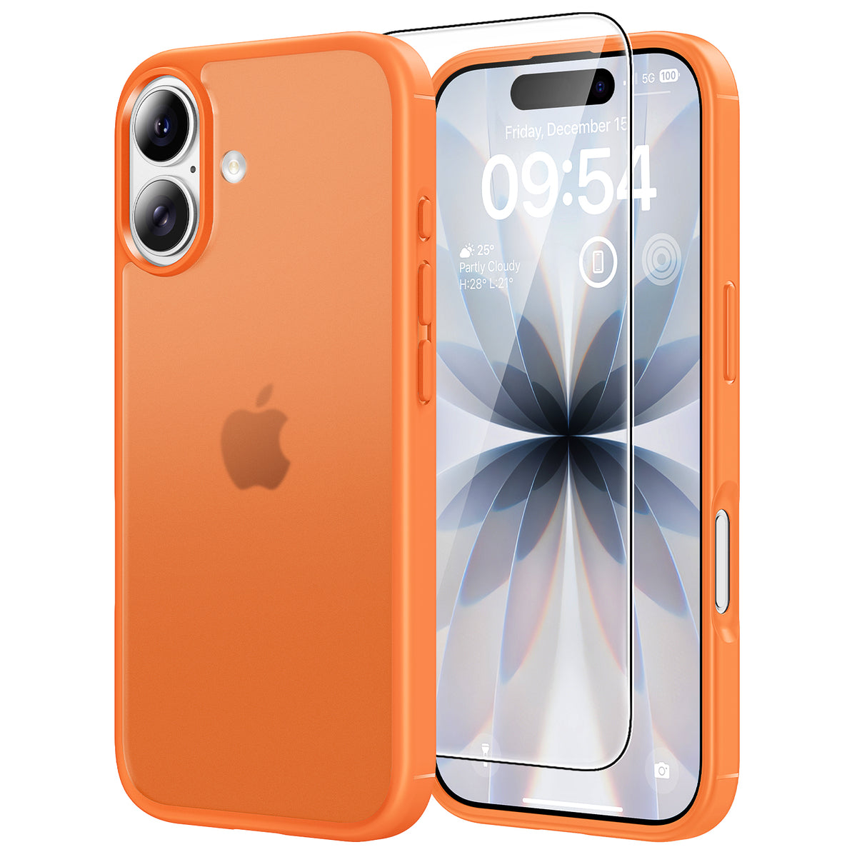 TAURI for iPhone 17 Case, Anti-Yellowing with Screen Protector, Translucent Matte Military-Grade Protection Shockproof Slim Phone Case for iPhone 17, Matte Orange