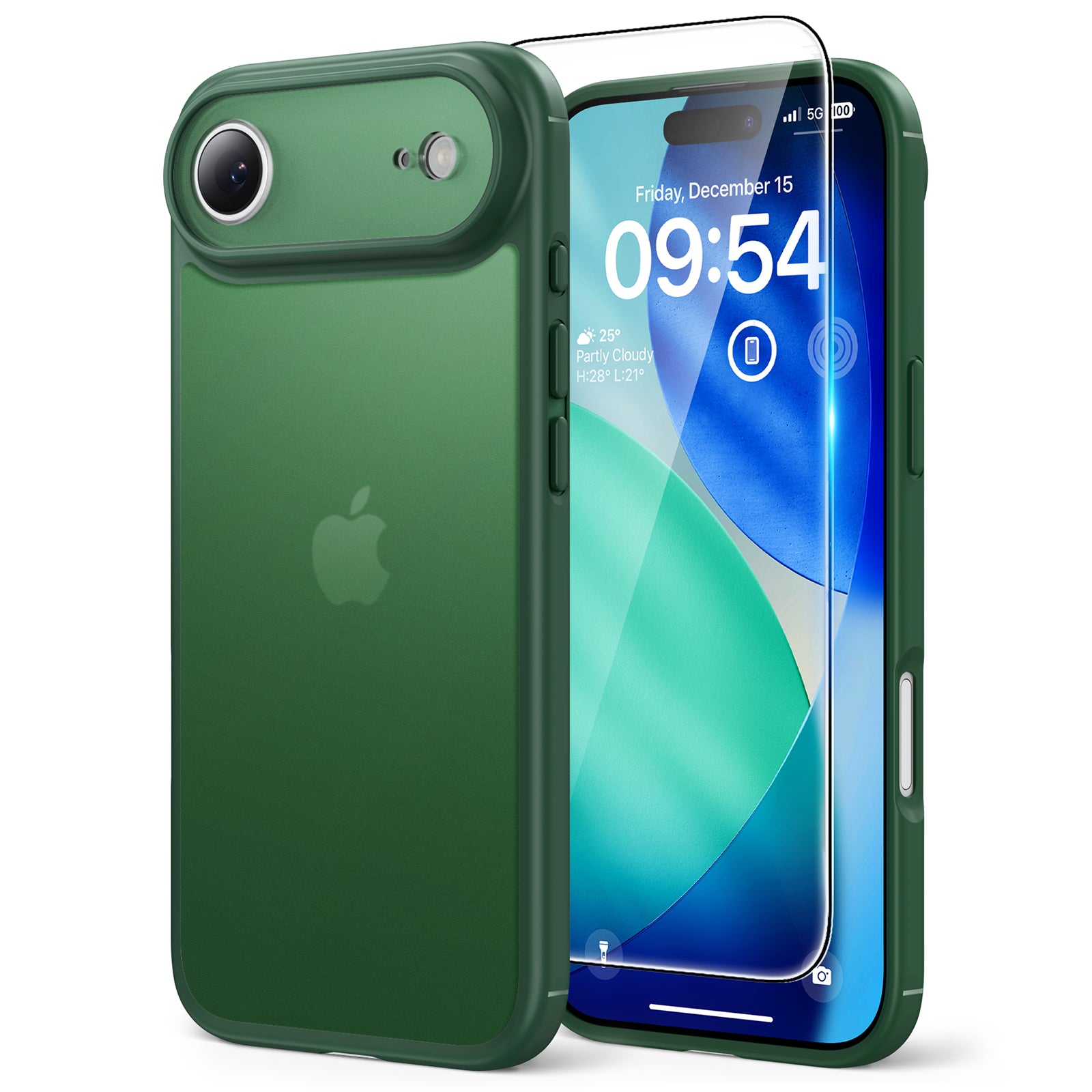 TAURI for iPhone Air Case, Full Camera Protection with Screen Protector, Translucent Matte Military-Grade Protection Shockproof Slim Phone Case for iPhone Air, Matte Green