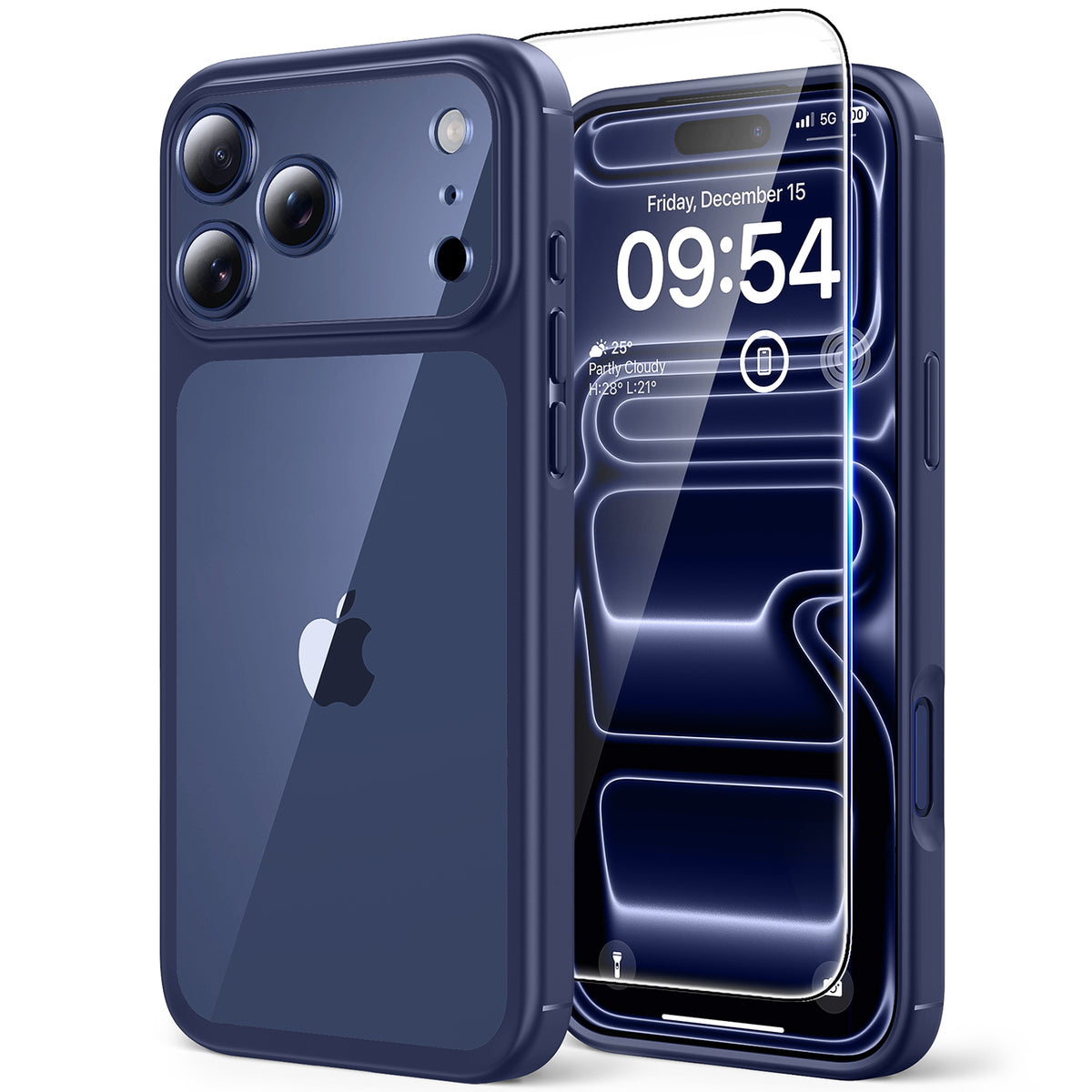 TAURI for iPhone 17 Pro Case, Full Camera Protection with Screen Protector, Anti-Yellowing Military-Grade Protection Shockproof Slim Phone Case for iPhone 17 Pro, Blue