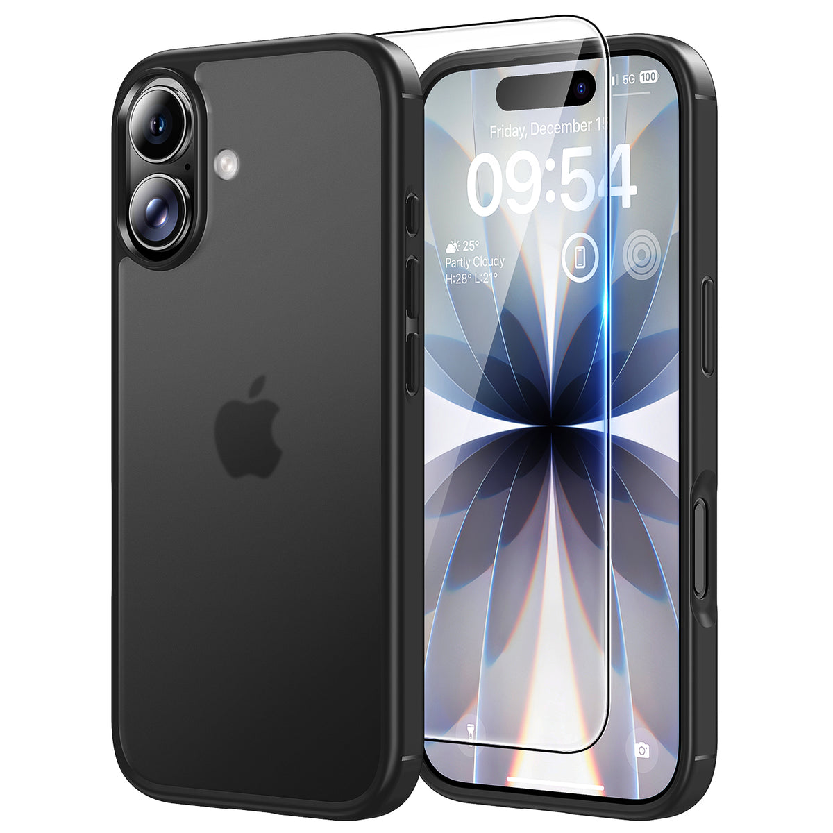 TAURI for iPhone 17 Case, Anti-Yellowing with Screen Protector, Translucent Matte Military-Grade Protection Shockproof Slim Phone Case for iPhone 17, Matte Black