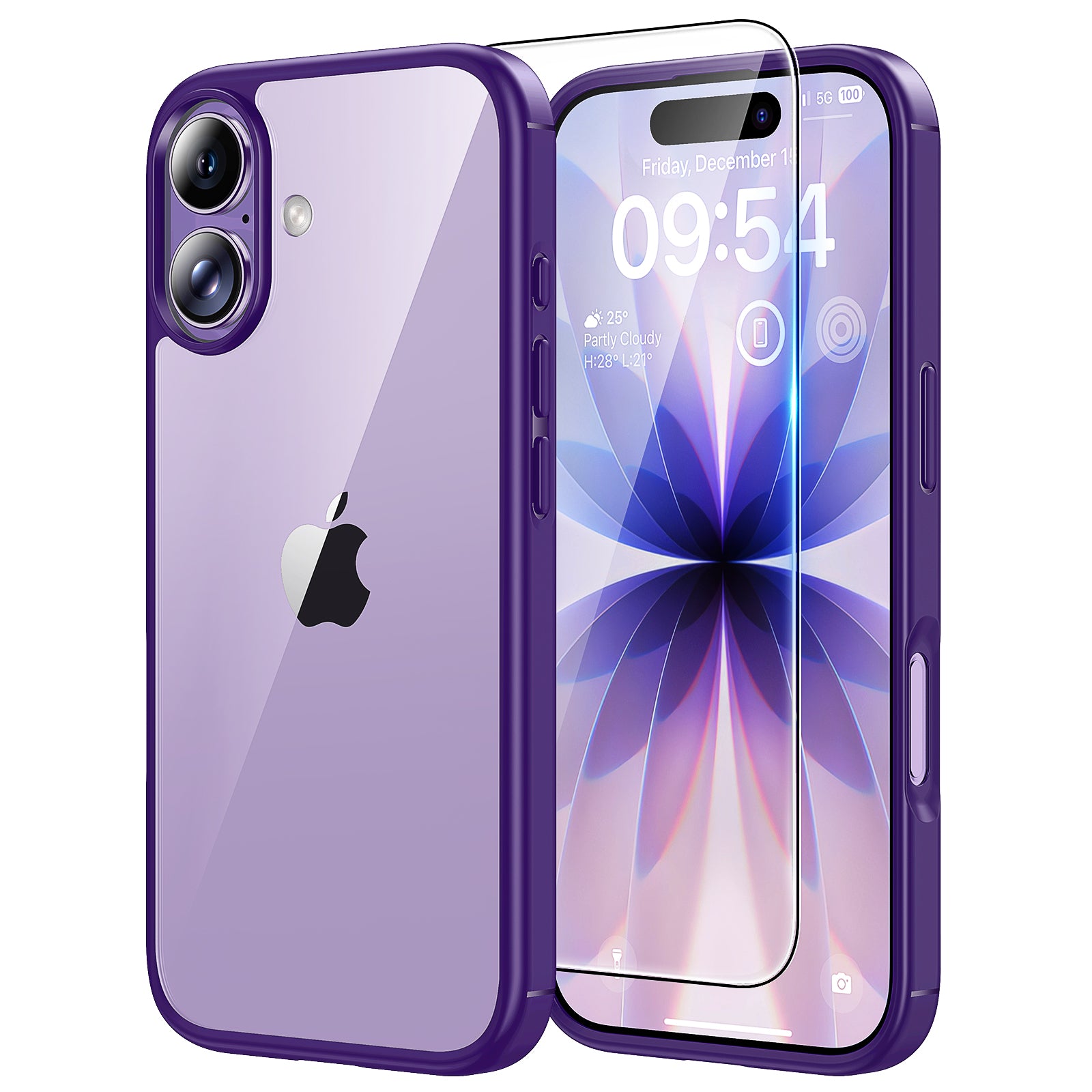 TAURI for iPhone 17 Case, Anti-Yellowing with Screen Protector, Military-Grade Protection Shockproof Slim Phone Case for iPhone 17, Purple