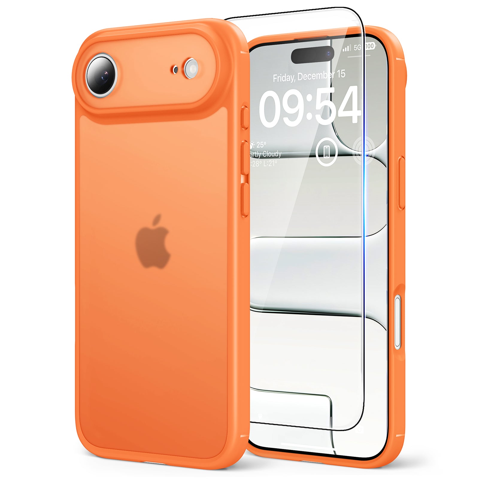 TAURI for iPhone Air Case, Full Camera Protection with Screen Protector, Translucent Matte Military-Grade Protection Shockproof Slim Phone Case for iPhone Air, Matte Orange