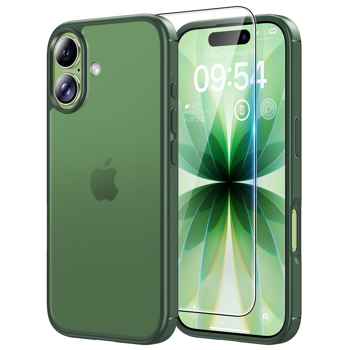 TAURI for iPhone 17 Case, Anti-Yellowing with Screen Protector, Translucent Matte Military-Grade Protection Shockproof Slim Phone Case for iPhone 17, Matte Green