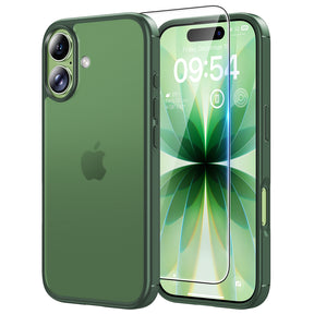 TAURI for iPhone 17 Case, Anti-Yellowing with Screen Protector, Translucent Matte Military-Grade Protection Shockproof Slim Phone Case for iPhone 17, Matte Green