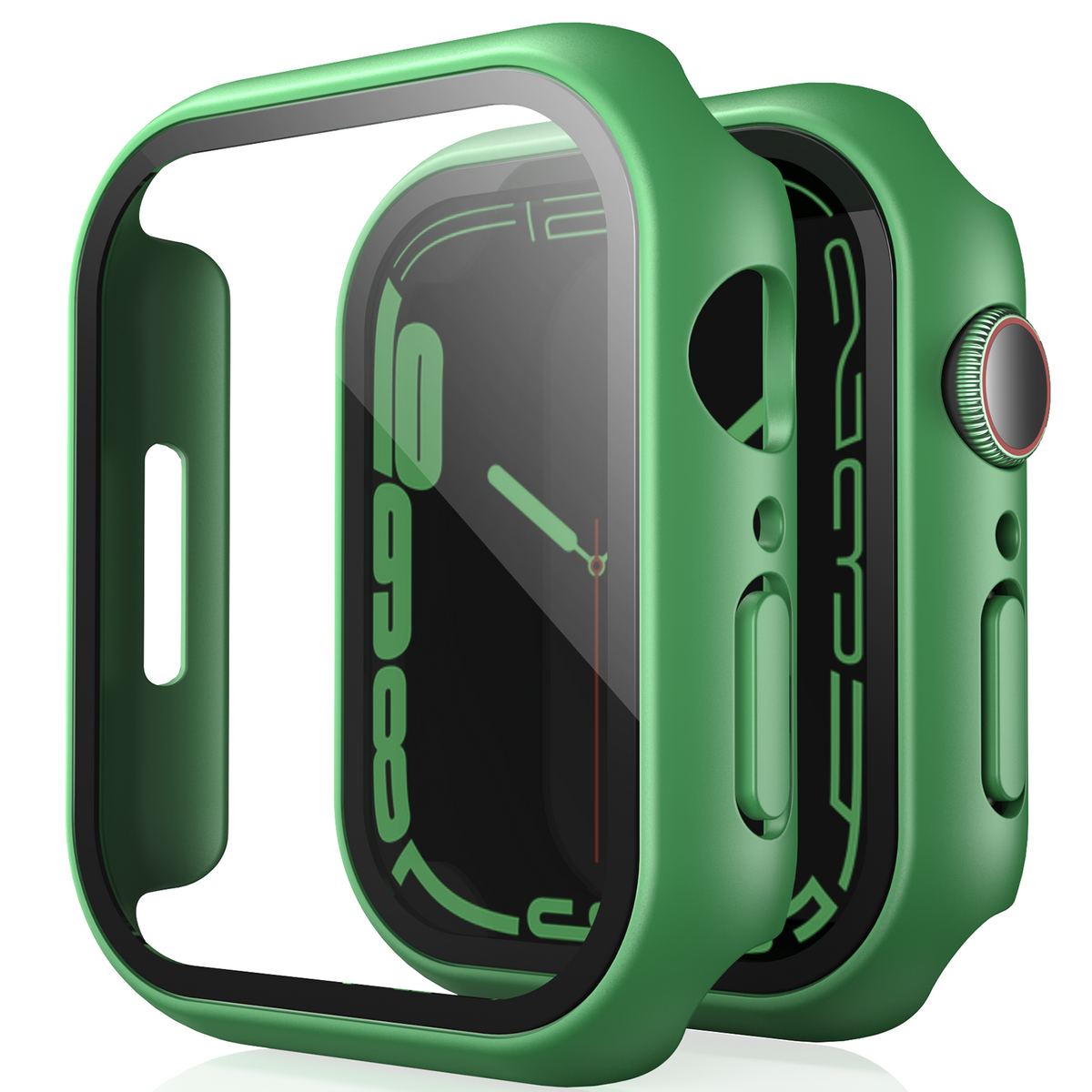 TAURI 2 Pack Hard Case Designed for Apple Watch Series 9 (2023) Series 8/7 45mm, [360° Shockproof] with 9H Tempered Glass Screen Protector, [Scratch-Resistant] Cover for iWatch 45mm - Black