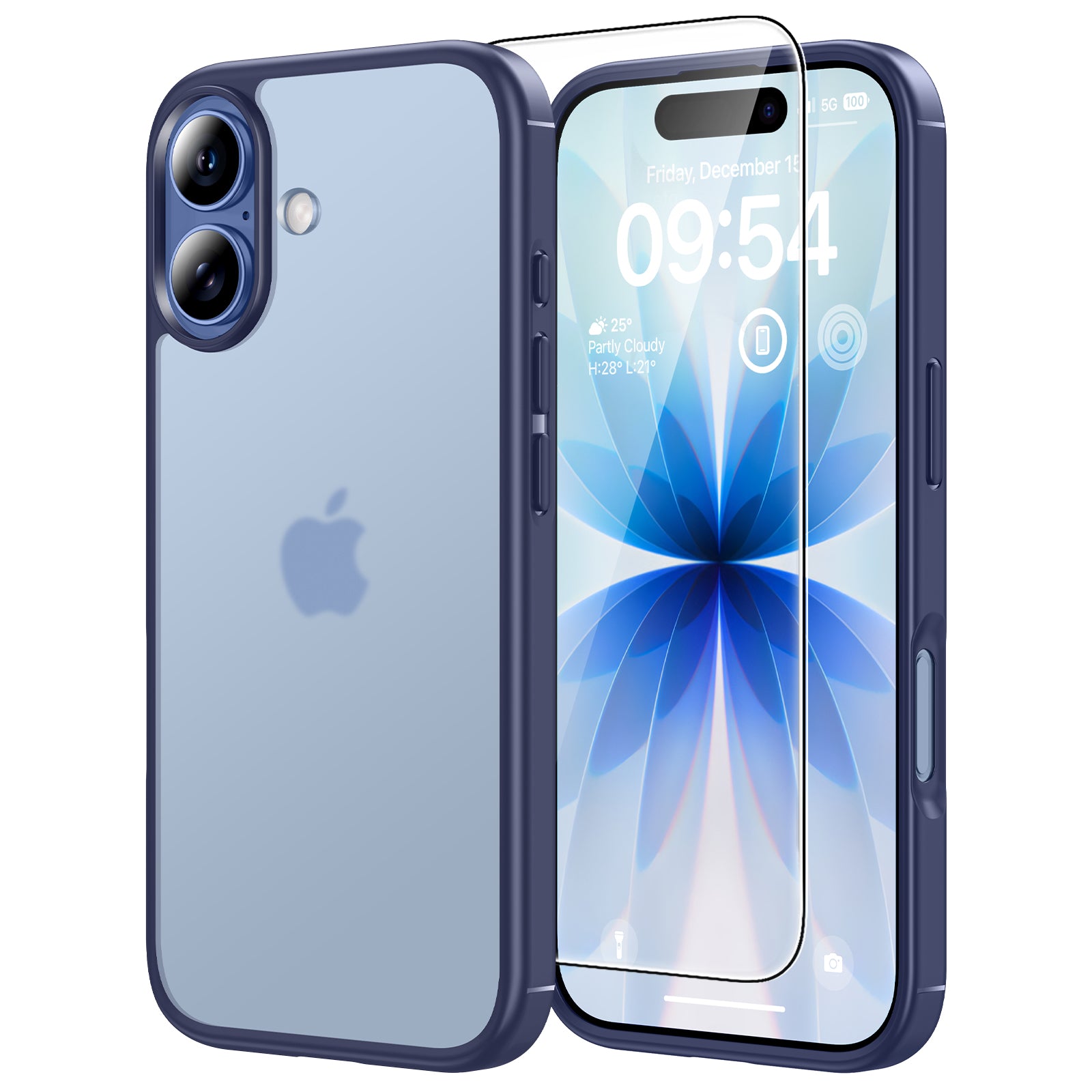 TAURI for iPhone 17 Case, Anti-Yellowing with Screen Protector, Translucent Matte Military-Grade Protection Shockproof Slim Phone Case for iPhone 17, Matte Blue