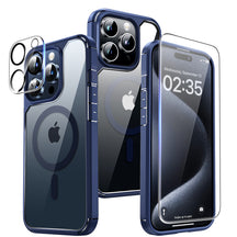 TAURI 5 in 1 Magnetic Case for iPhone 15 Pro Max [Mili-Grade Drop Protection] with 2X Screen Protector+2X Camera Lens Protector, Super Transparent Slim for iPhone 15 Pro Max Case Mag-Safe-Clear