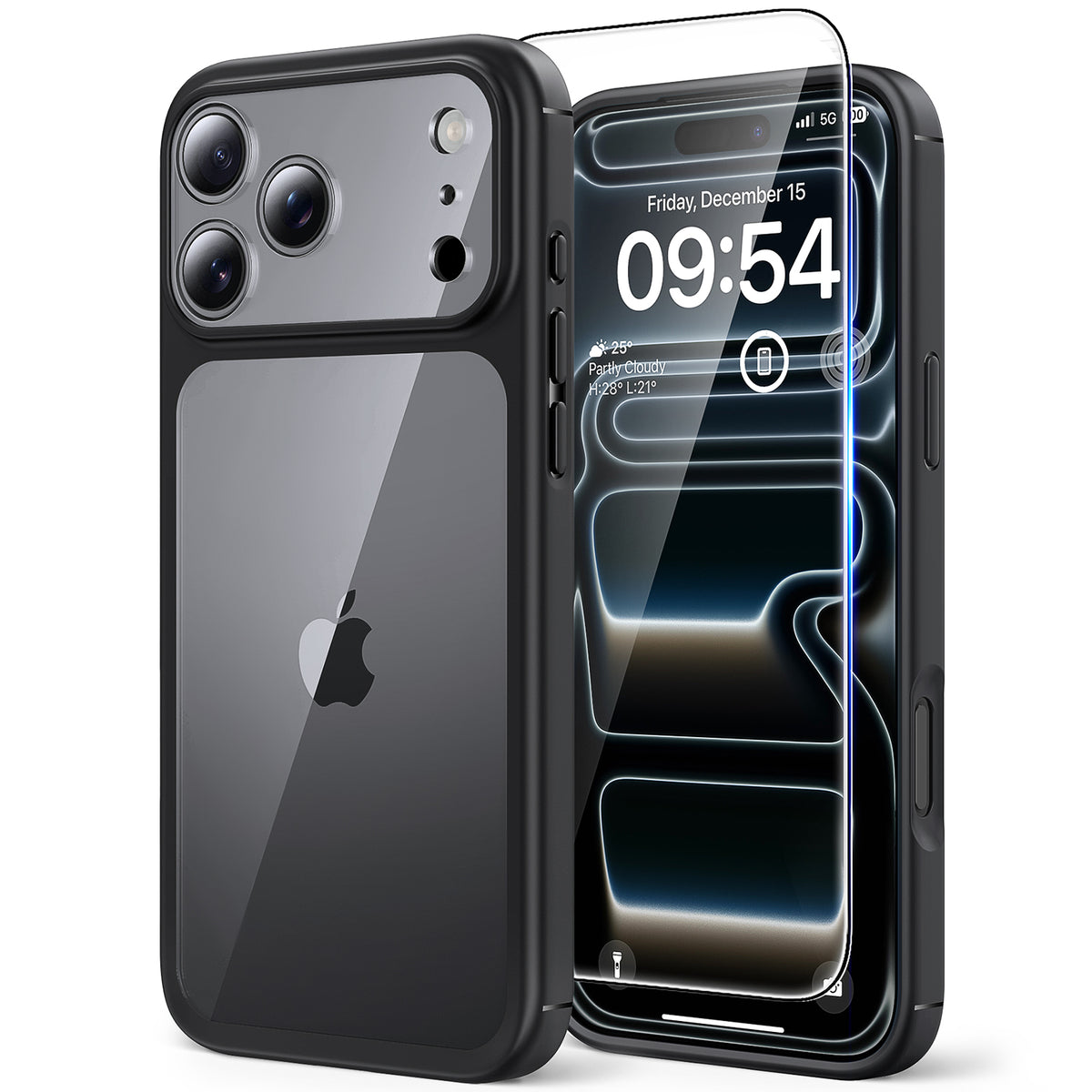 TAURI for iPhone 17 Pro Case, Full Camera Protection with Screen Protector, Anti-Yellowing Military-Grade Protection Shockproof Slim Phone Case for iPhone 17 Pro, Black