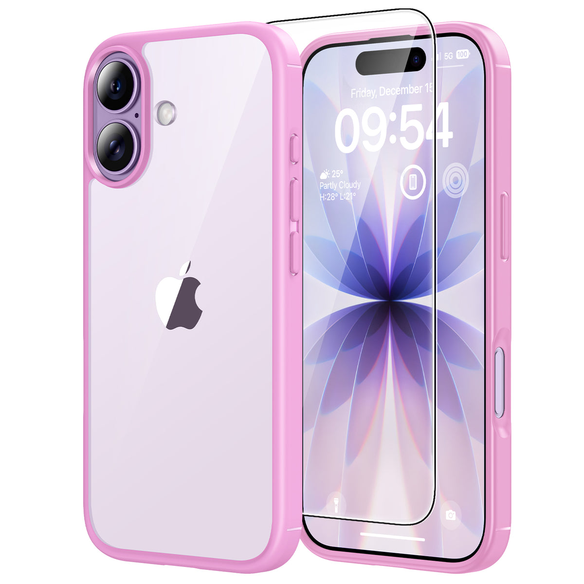 TAURI for iPhone 17 Case, Anti-Yellowing with Screen Protector, Military-Grade Protection Shockproof Slim Phone Case for iPhone 17, Pink