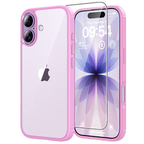 TAURI for iPhone 17 Case, Anti-Yellowing with Screen Protector, Military-Grade Protection Shockproof Slim Phone Case for iPhone 17, Pink