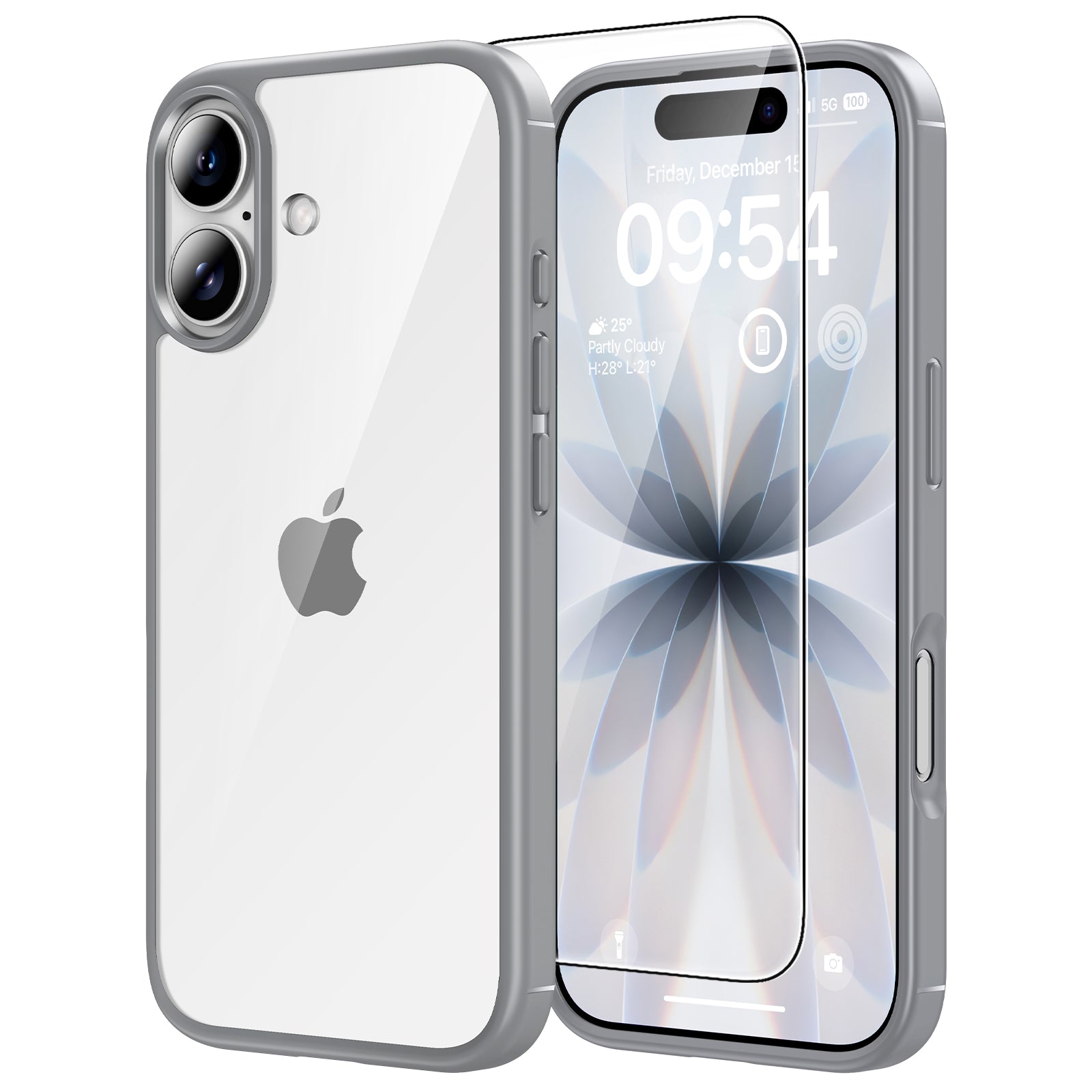 TAURI for iPhone 17 Case, Anti-Yellowing with Screen Protector, Military-Grade Protection Shockproof Slim Phone Case for iPhone 17, Grey