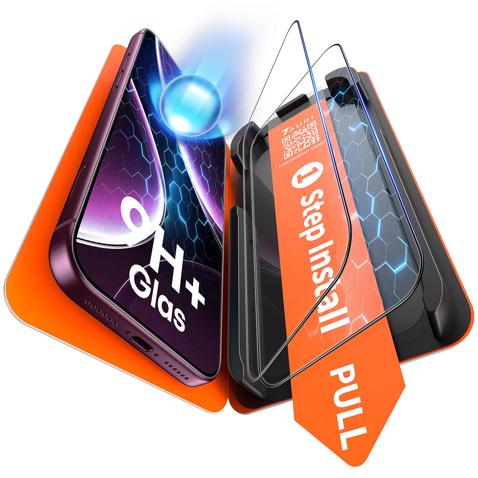 TAURI 2 Pack for 18 Pro Max Screen Protector, 1-Step Install