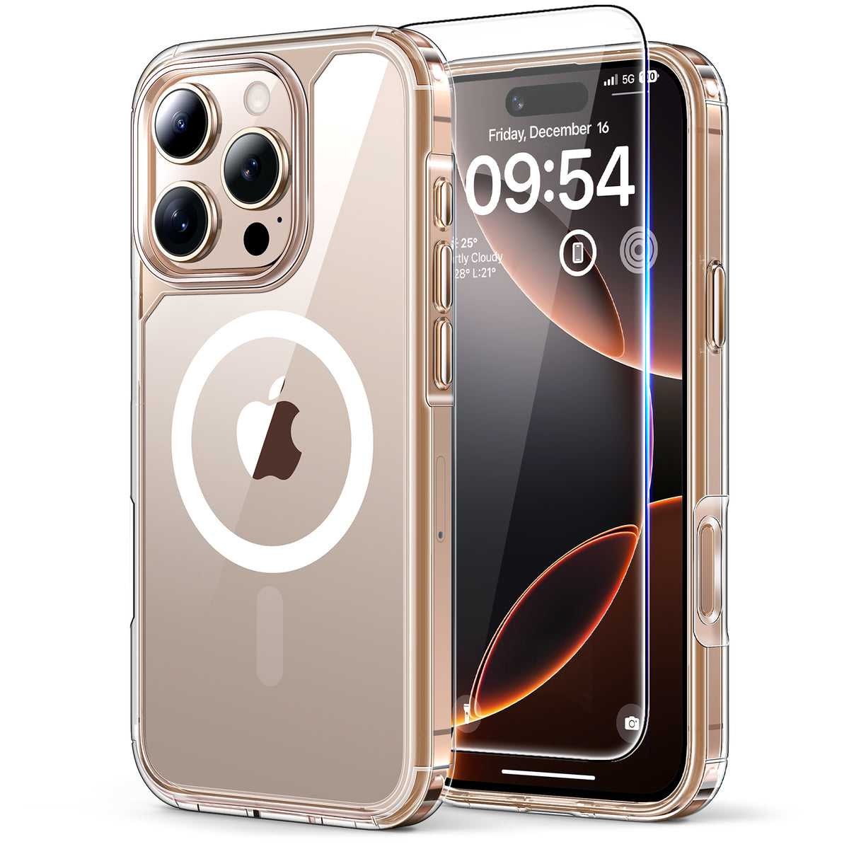 TAURI 3 in 1 for iPhone 16 Pro Max Case, Compatible with MagSafe, with 2X Screen Protectors, Not-Yellowing Military-Grade Protection, Shockproof Slim Magnetic Case for 16 ProMax 6.9", Clear